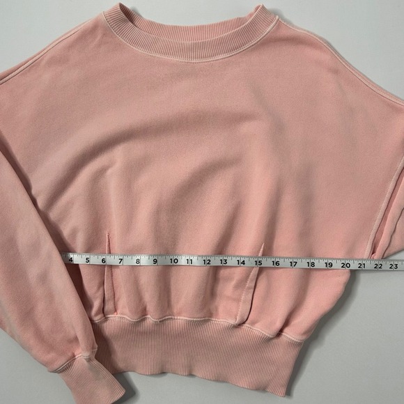 Aerie Cropped Pullover Sweatshirt Women's Pink Crew Neck Ribbed Casual Small - Picture 8 of 8